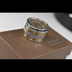 Silpada Silver & Brass Twirl Ring Spinner Band 6.5